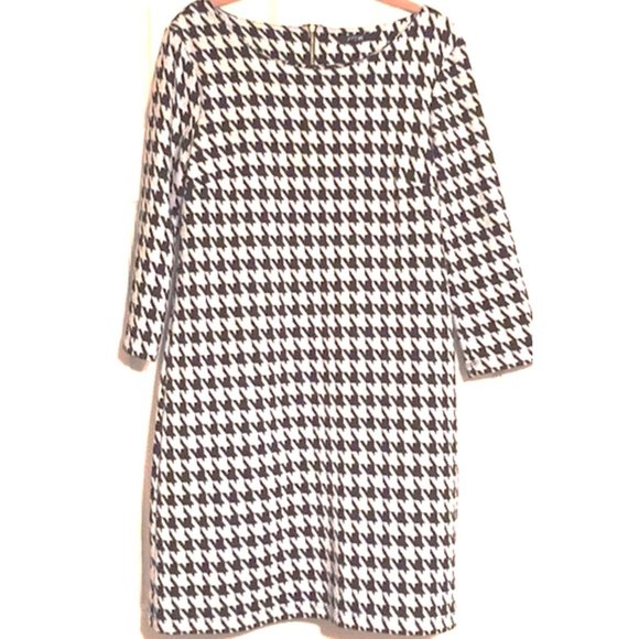 APT 9 * HOUNDSTOOTH HERRINGBONE MIDI EXPOSED ZIP DRESS - Picture 2 of 4
